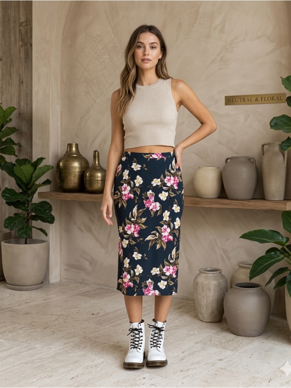 Volcom I Am A Leo Floral Midi Skirt Blackish Green Women’s Small NWT
